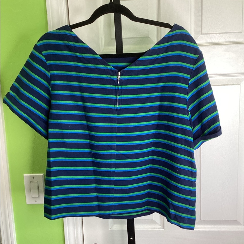 J. Crew Striped Blue and Green Top, size Medium - Picture 3 of 3